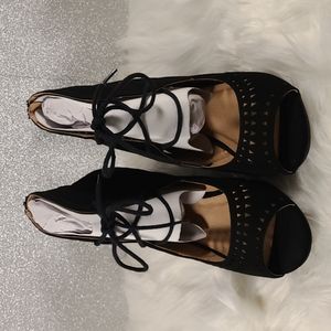 Black Sandal Wedges (New) 9W